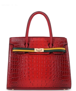 Crocodile Skin Fashion Satchel Bag with Wallet 05-8414  RED